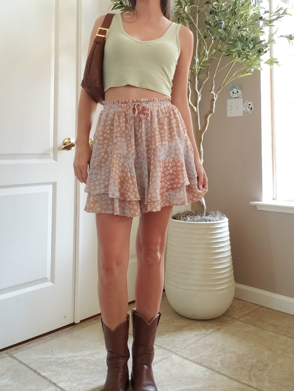 Women's Small Floral Layered Flowy Skort